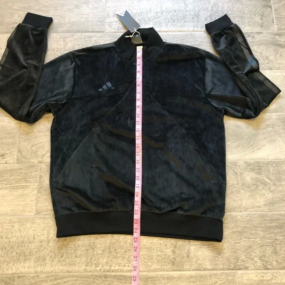 Adidas VELOUR Half Zip Track Sportswear Retro Black Sweater Men’s Size M or L - Picture 9 of 12